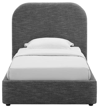Keynote Upholstered Fabric Curved Twin Platform Bed, Heathered Weave Slate