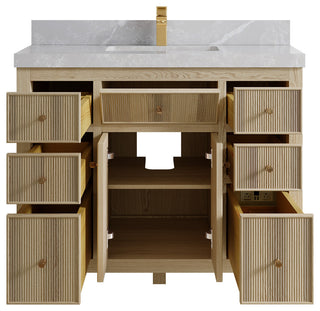 Sonoma Oak 42 Single Sink Bath Vanity with 2" Empira White Quartz