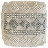 Decor Maisonette Handmade Ally Pouf, Ivory (18"x18"x18")