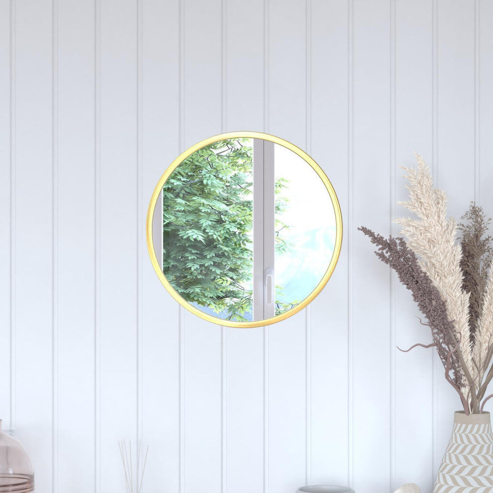 Julianne Round Metal Framed Wall Mirror, Gold, 16"