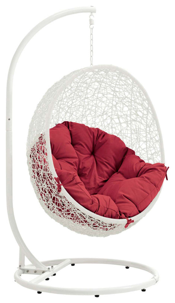 White Red Hide Outdoor Patio Swing Chair With Stand