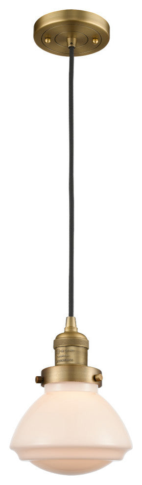 Olean 1-Light Mini Pendant, Brushed Brass, Matte White