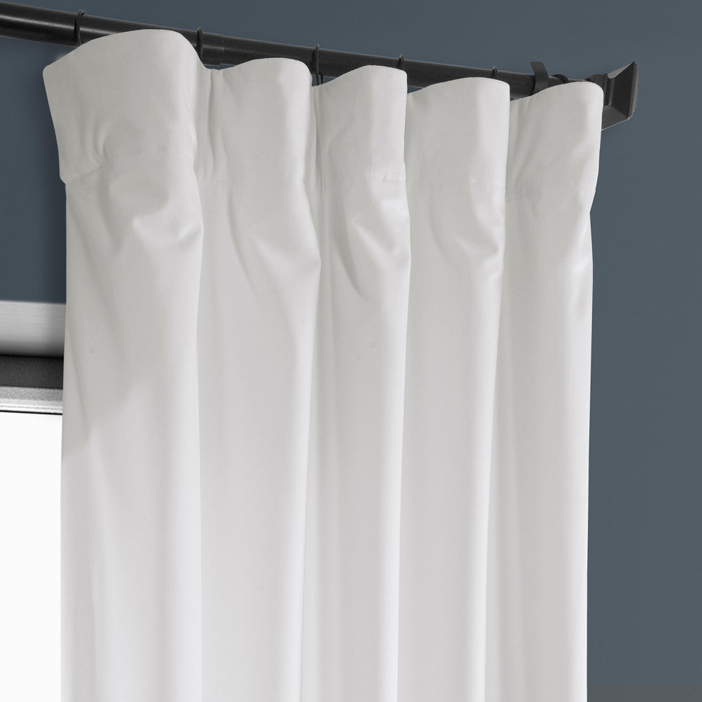 Heritage Plush Velvet Curtain Single Panel, Pillow White, 50"x84"