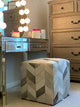 Decor Maisonette 100% Handmade Geometric Cowhide Ottoman Pouf Ashton - Gray -18"