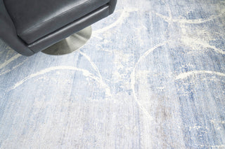 Fine Pure Silk Hand-Knotted Silk Blue/Gray/Ivory Area Rug