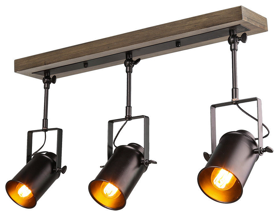 LNC Wood Close to Ceiling Track Lighting Spotlights 3-Light Track Lights