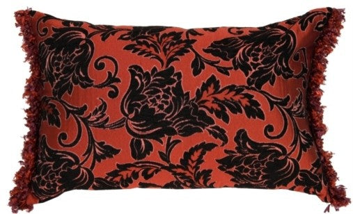 Pillow Decor - Damask Drama with Funky Fringe Accent Pillow