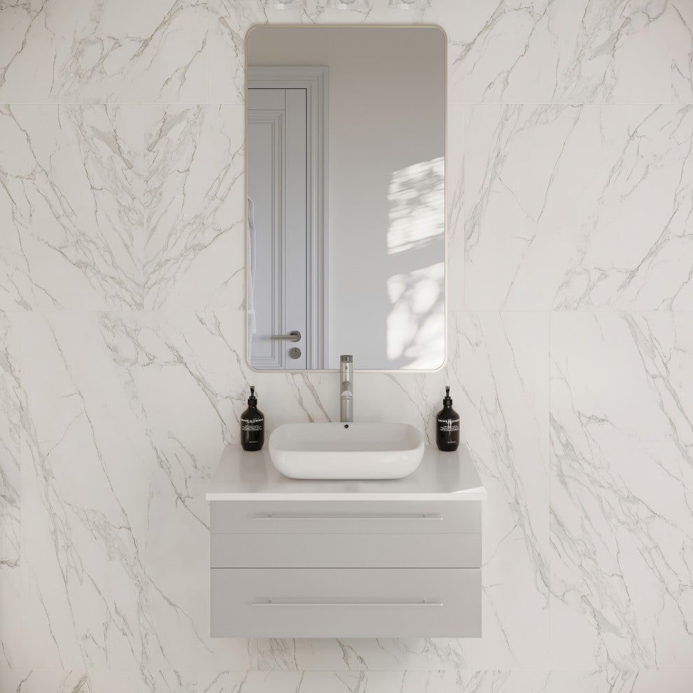 Lucera Wall Mount Vessel Sink Bathroom Cabinet, Gray, 30"