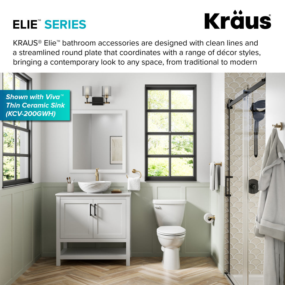Elie Bathroom Robe and Towel 4-Hooks Rack, Brushed Gold