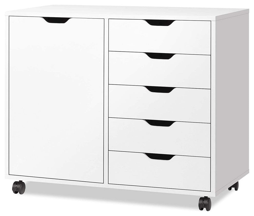 5-Drawer Wood Dresser Chest with Door