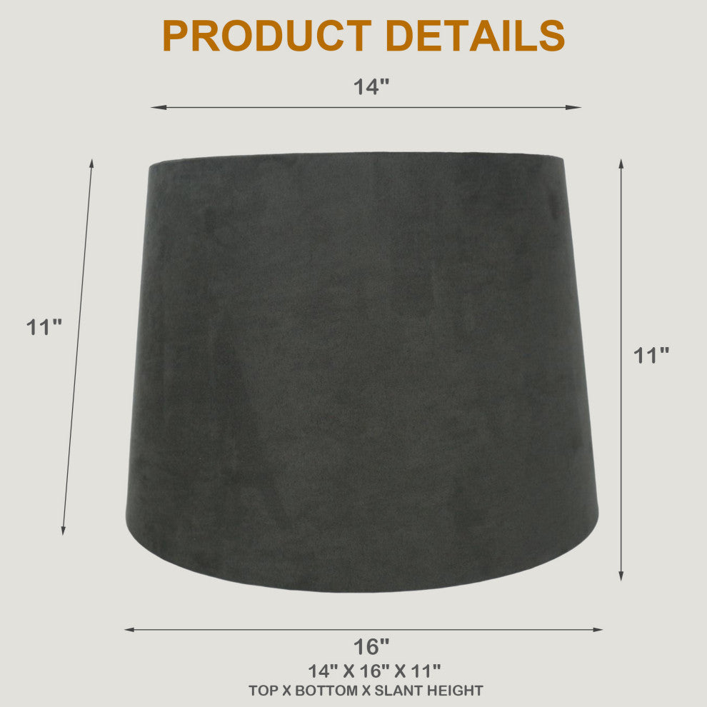 16" Suede Hardback Lamp Shade, Gray