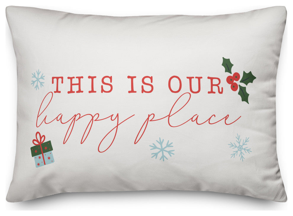 White This Is Our Happy Place 20x14 Spun Poly Pillow