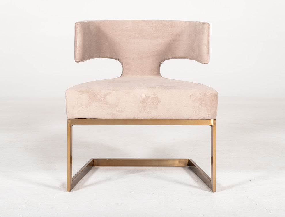 Modrest Calvo Modern Off-White Velvet and Brass Dining Chair