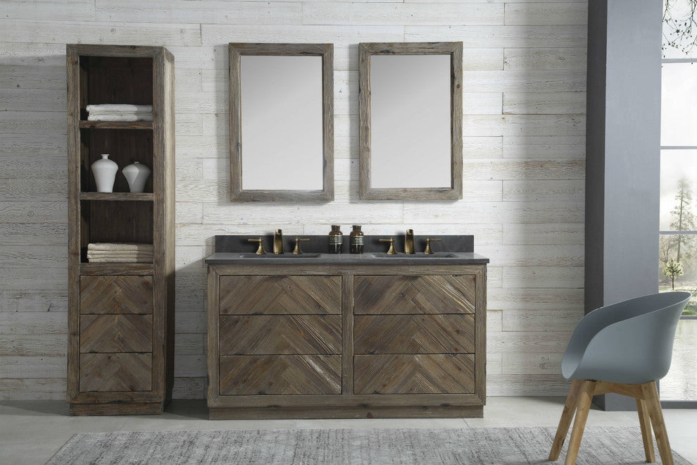 Legion Furniture Double Sink Vanity, Rustic Brown, 60"