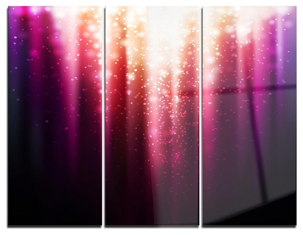"Purple With Magic Light" Glossy Metal Wall Art, 3 Panels, 36"x28"