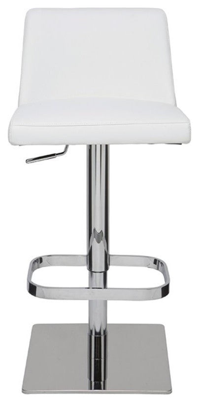 Rome Adjustable Bar Stool Naugahyde Leather, White