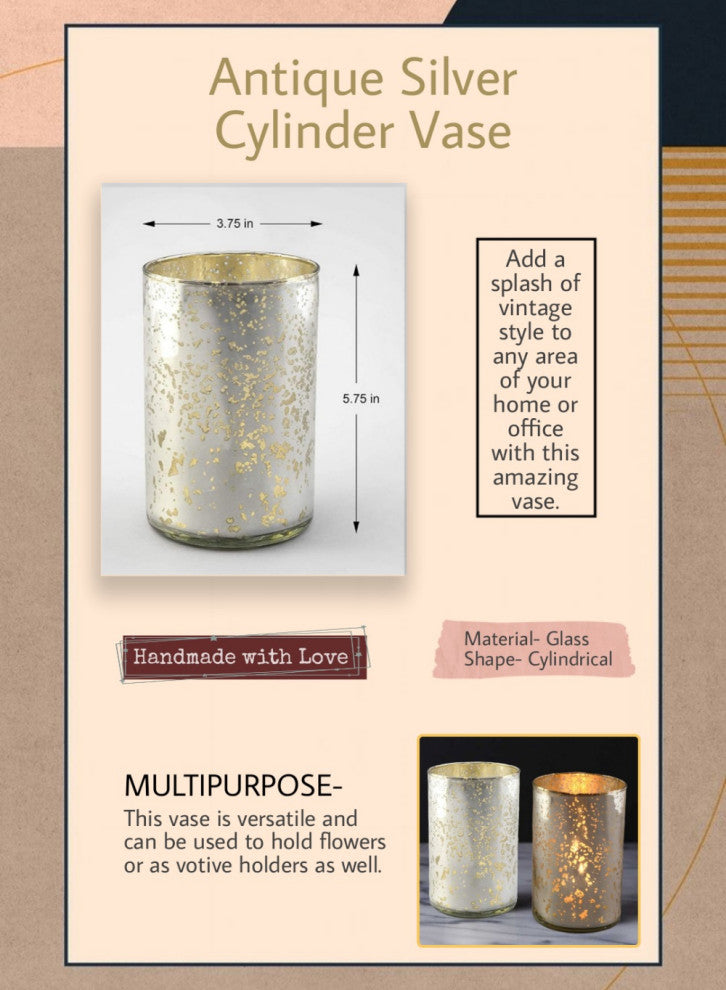 3.5in x 6in Silver Cylinder