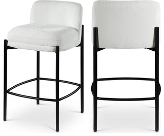 Burton Chenille Fabric Upholstered Stool (Set of 2), Cream