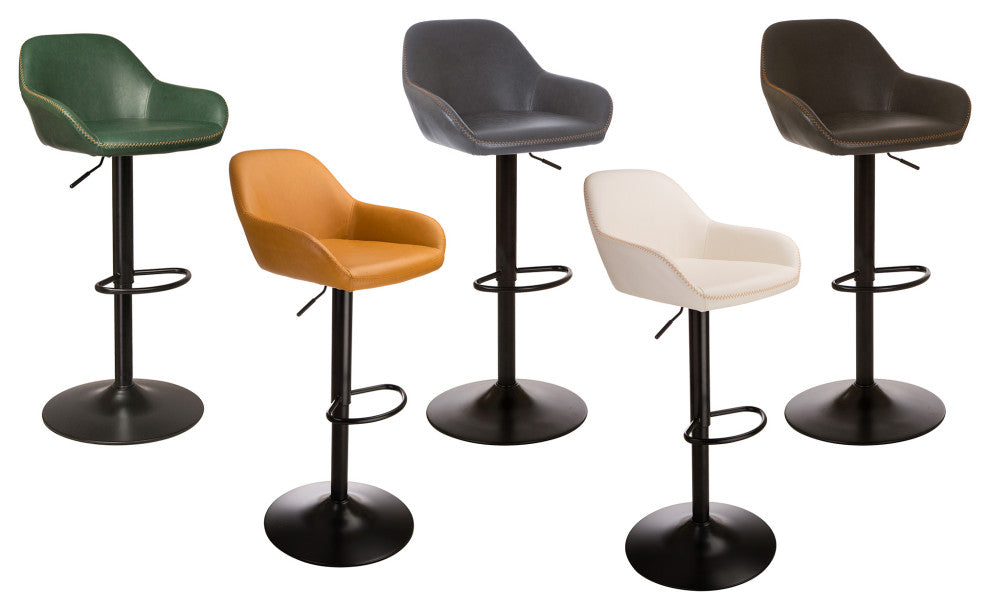 Hunter Green Vintage Leatherette Bar Stool, Set of 2