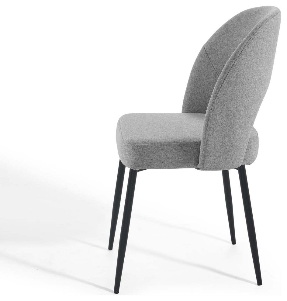 Side Dining Chair, Fabric, Black Gray, Cafe Bistro Restaurant Hospitality