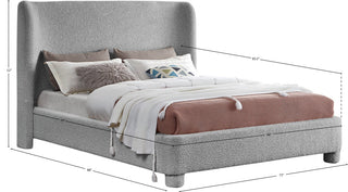 Penny Bed, Gray, Queen, Boucle Fabric