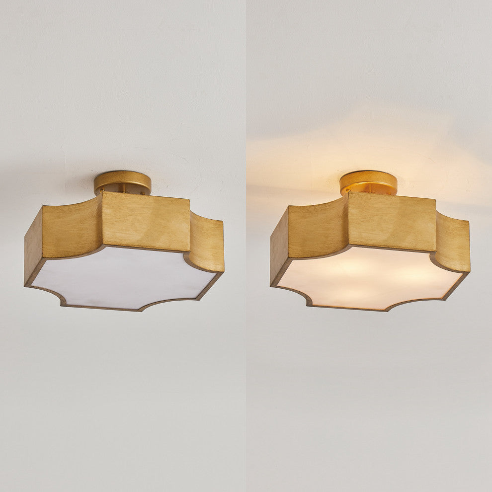 3-Light Modern Gold Semi-Flush Mount Lighting
