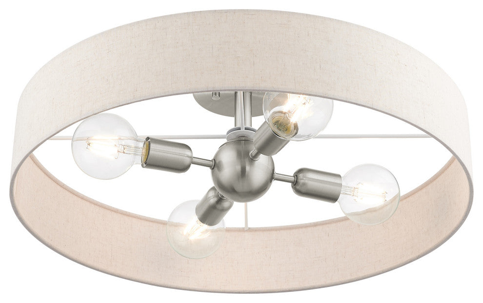 Livex Lighting Venlo 4 Light Brushed Nickel Large Semi-Flush