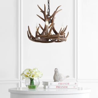 Eldora 18" Adjustable Resin Antler 3-Light Led Chandelier, Brown