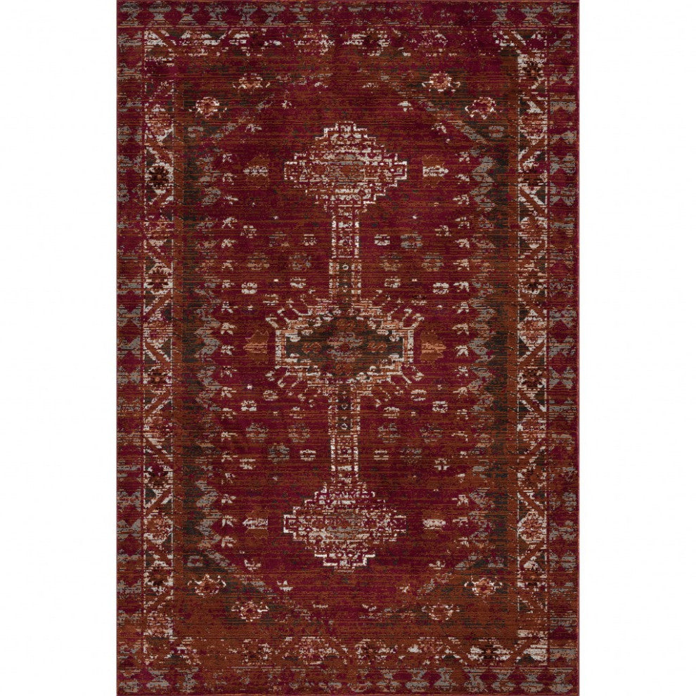 8" x 10" Deep Red Traditional Area Rug