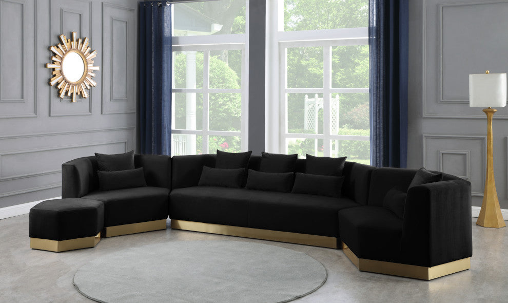 Marquis Velvet Upholstered Set, Black, Sofa