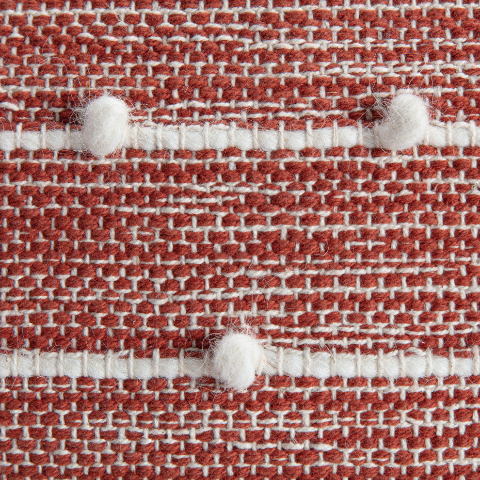 Surin 22" x 22" x 16" Red and Ivory Pouf