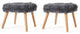 GDF Studio Hussey Mid-Century Gray Faux Fur Ottoman, Qty of 2