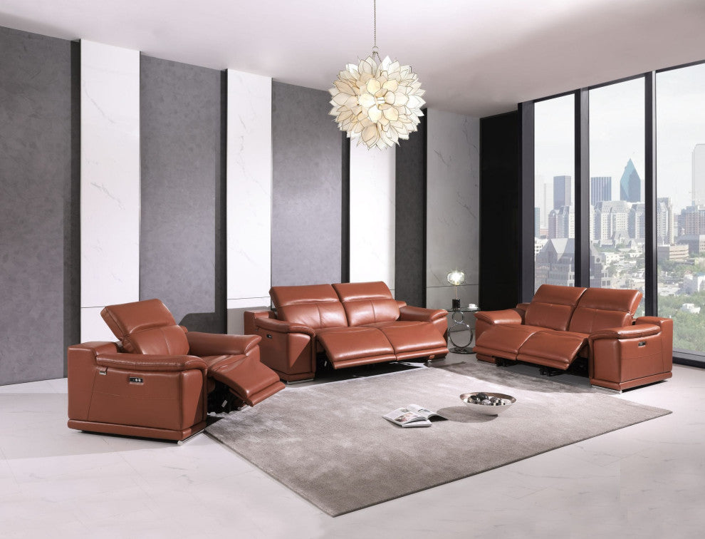 Veneto Italian Leather Power Reclining Chair, Camel
