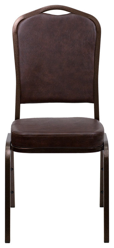 Hercules Series Crown Back Stacking Banquet Chair, Brown Vinyl, Copper Vein
