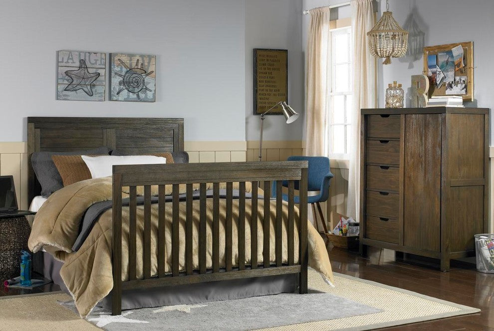 Castello 5-in-1 Convertible Baby Crib, Weathered Brown