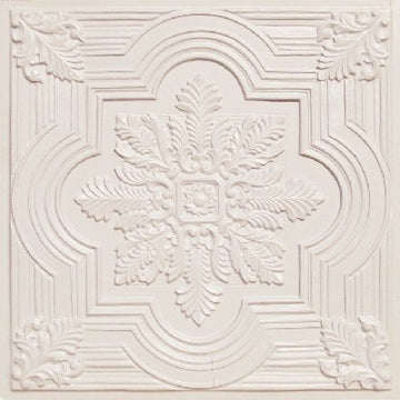 24"x24" D206 PVC White Pearl Faux Tin Ceiling Tiles, Fire Rated