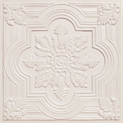 24"x24" D206 PVC White Pearl Faux Tin Ceiling Tiles, Fire Rated