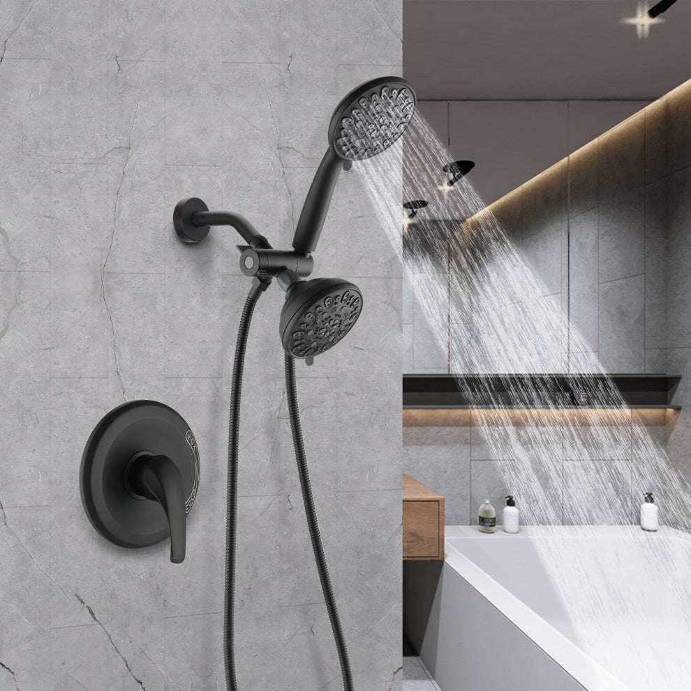 Set of shower heads With handheld and valve, Matte Black