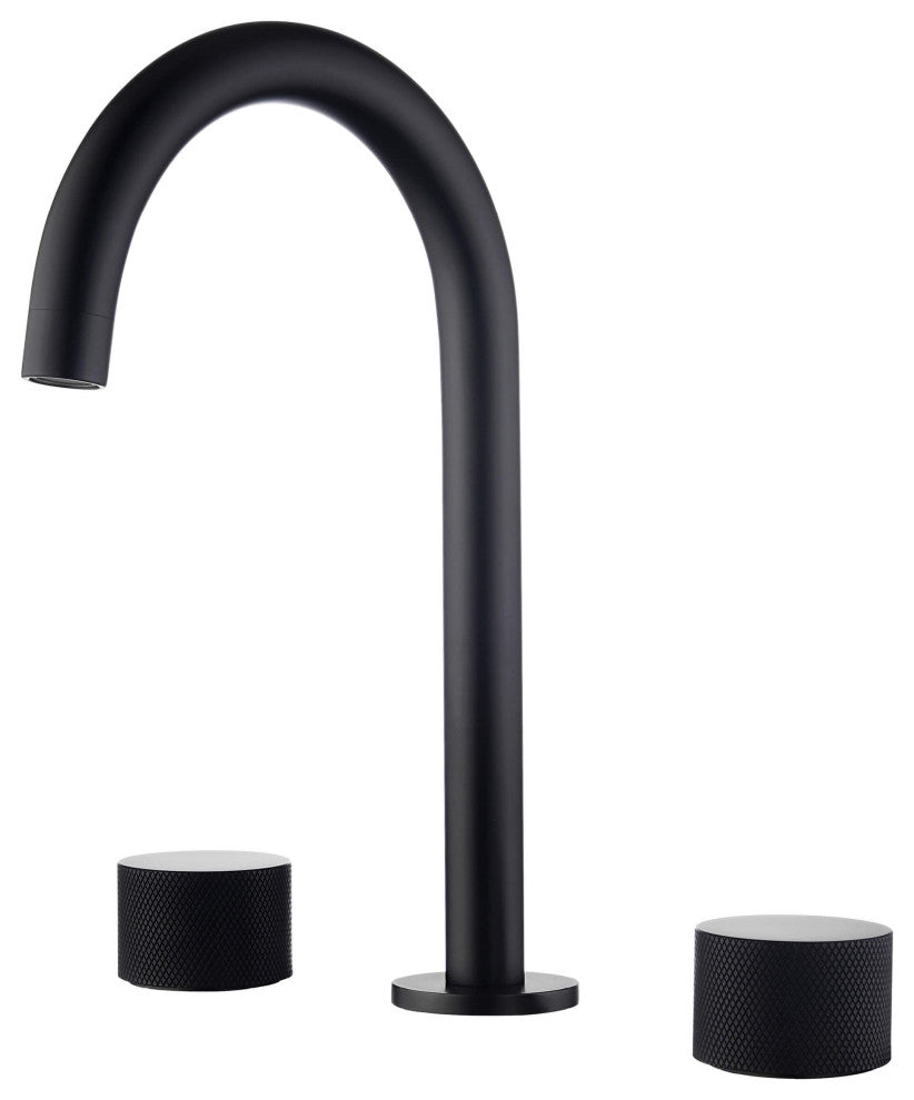 Circular X 8" Bathroom Sink Widespread Faucet with Drain Assembly, Matte Black