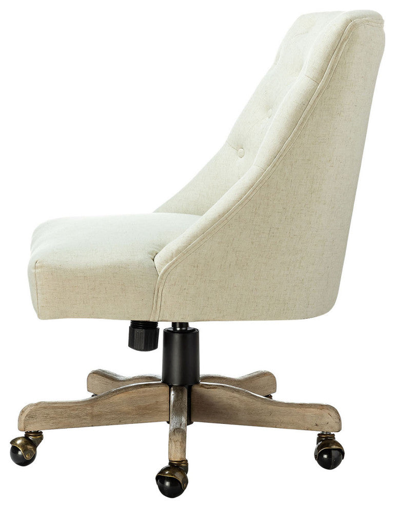 Swivel Task Chair With Tufted Back, Ivory