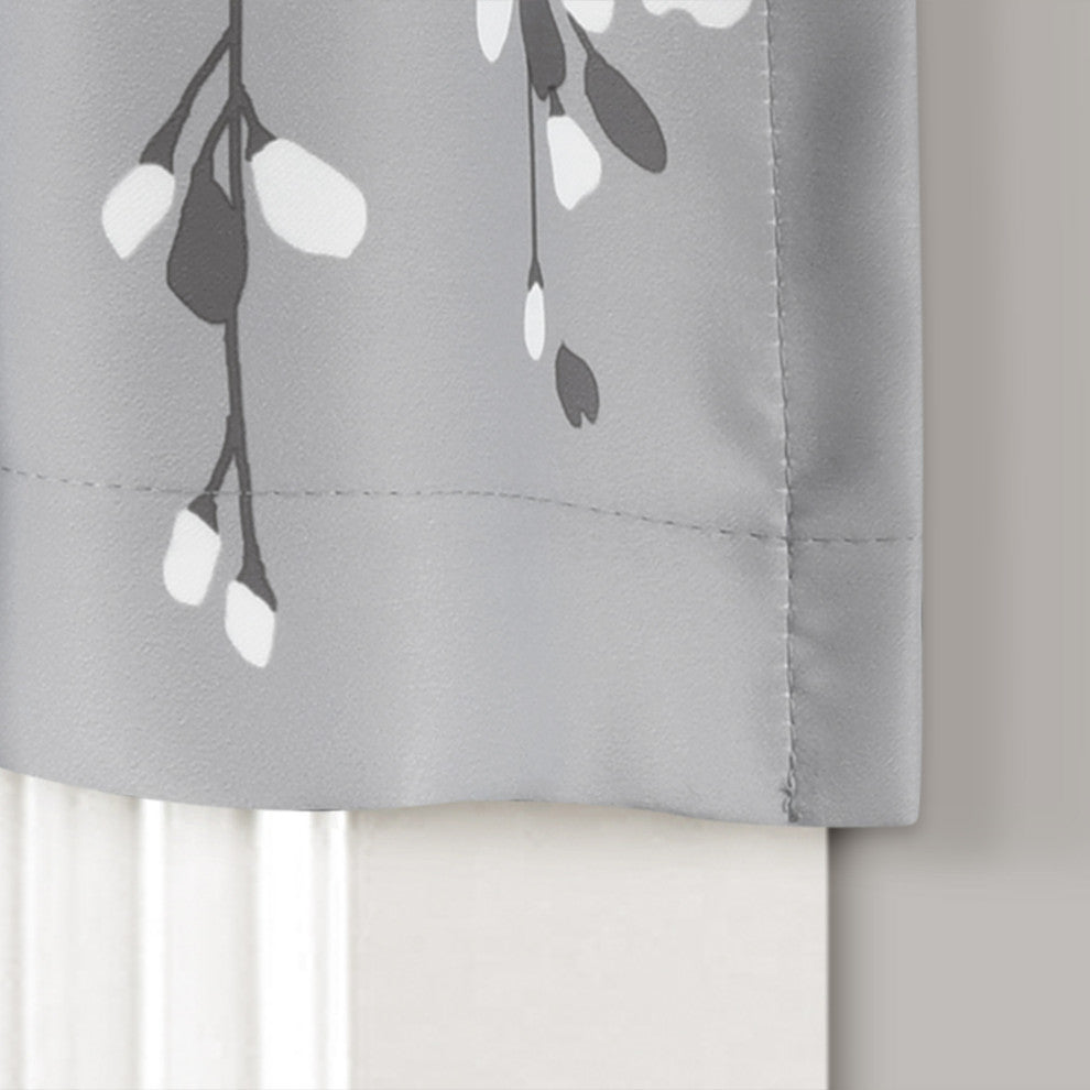 Weeping Flower Room Darkening Valance, Gray