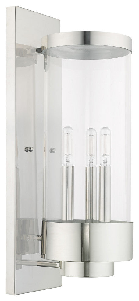 Livex Lighting Hillcrest 3 Light Polished Chrome Large Outdoor Wall Lantern