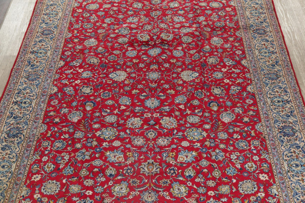 Consigned, Vintage-Style Oriental Handmade Persian Wool Area Rug, Red, 10x13