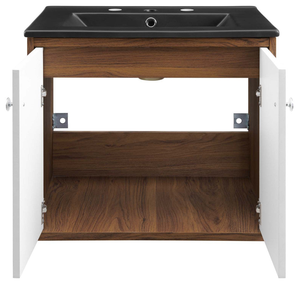 Transmit 24" Wall-Mount Bathroom Vanity - White Black