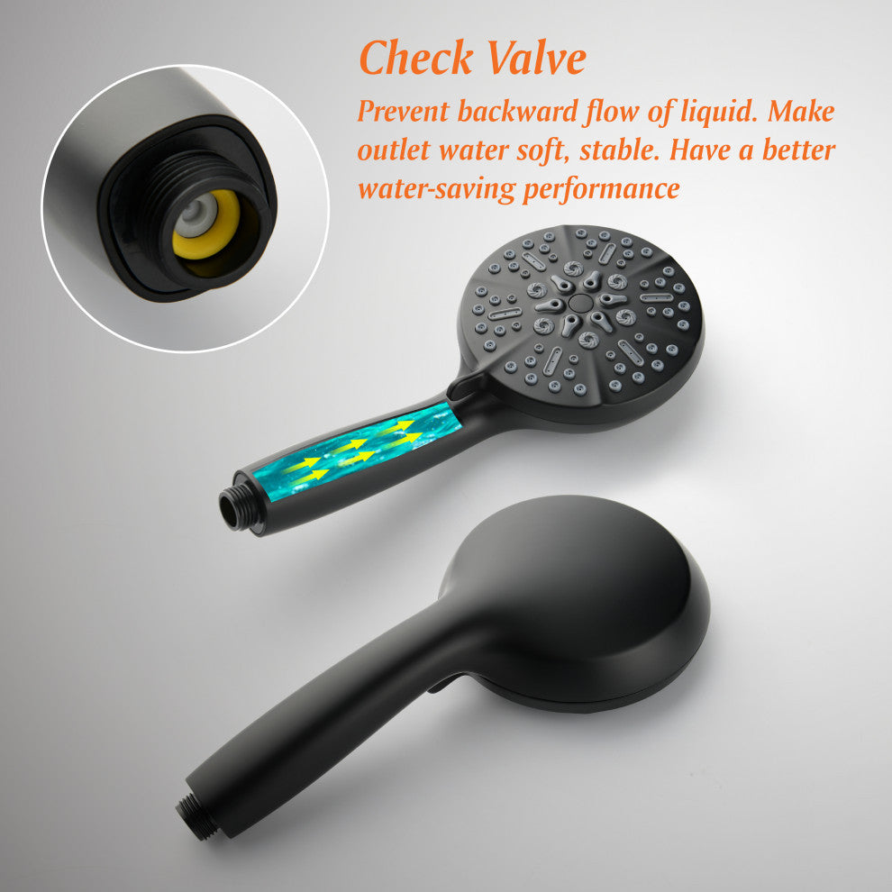 Wellfor Wall Mount Shower Faucet Set, Handheld Shower and Waterfall Spout, Matte Black