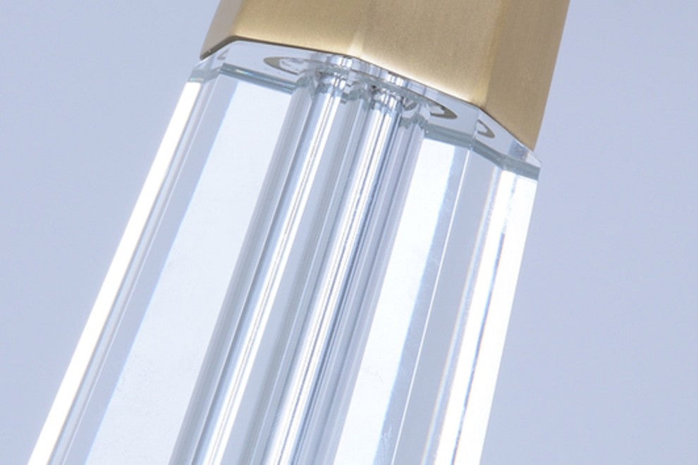 Clear Crystal Modern 32" Lamp With Brushed Gold Brass Accents