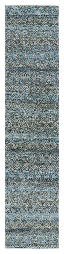 Yale Blue Kohinoor Herat Design 100% Wool Hand Knotted Runner Rug 2'6"x12'