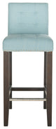 Safavieh Thompson Barstool, Sky Blue, Espresso, Fabric, With Nail Head