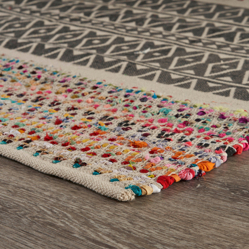 Ox Bay Von Ace Multi Chindi Flatwoven Area Rug, 5' x 7'