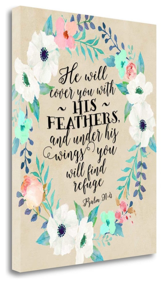 "Psalm 91 - 4 Wreath" By Tara Moss, Giclee Print on Gallery Wrap Canvas